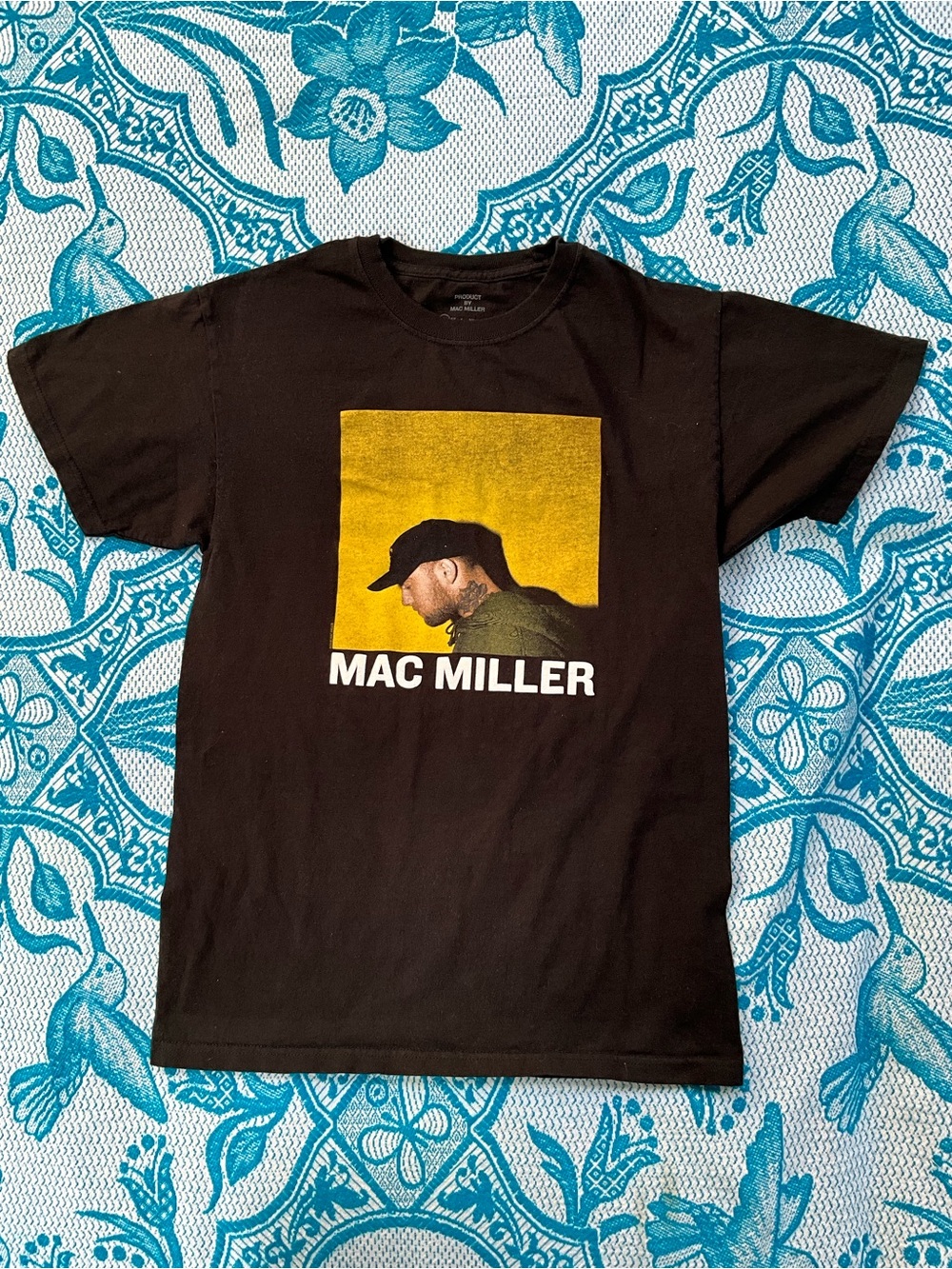 Mac Miller Profile Portrait Graphic T-Shirt | Black & Yellow | Size Small